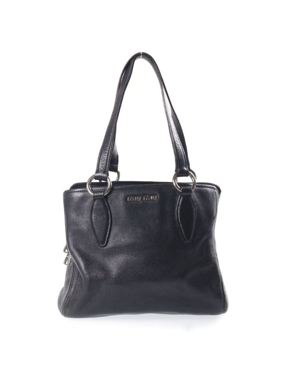 Miu Miu Vitello Phoenix Leather Handbag Silver Black